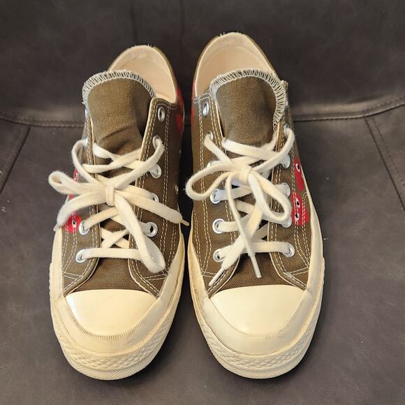 Comme De Garcon Play Mens Converse Olive size 8 - Picture 2 of 8
